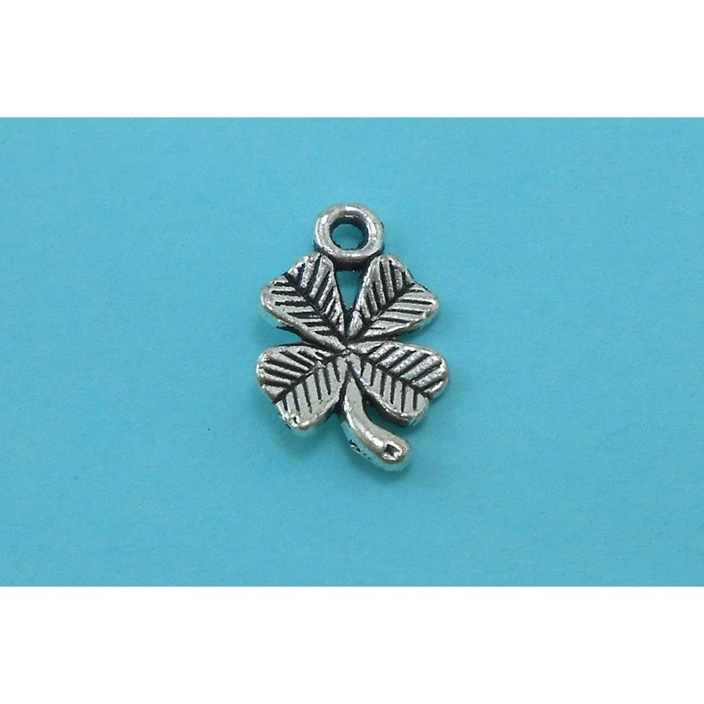 12pcs Small Four Leaf Clover Charms Silver Tone 4‎ Leaf Clover